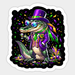 Mardigator Mardi Gras Alligator Costume Men Women Mardi Gras Sticker